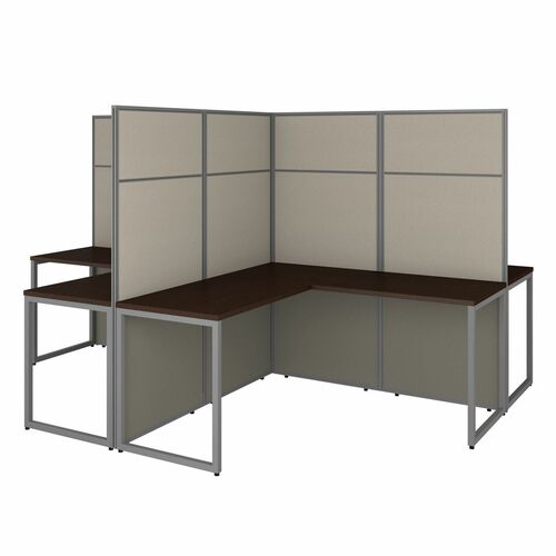 Bush Business Furniture BSHEODH760MR03K Easy Office 60W 4 Person L Shaped Cubicle Desk Workstation with 66H Panels