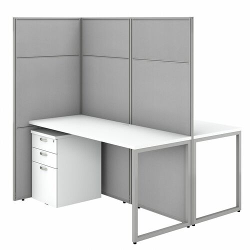 Bush Business Furniture BSHEODH46SWH03K Easy Office 60W 2 Person Cubicle Desk with File Cabinets and 66H Panels