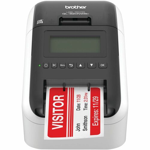 Brother BRTQL820NWBC QL-820NWBC Desktop Direct Thermal Printer - Two-color - Label Print - USB - Bluetooth - Wireless LAN