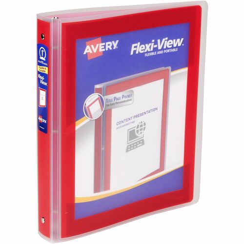 Avery® AVE17606 Avery® Flexi-View 3 Ring Binder, 1 Inch Round Rings, 1 Red Binder