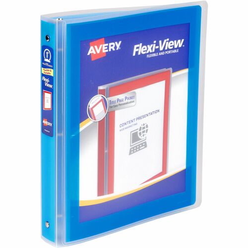 Avery® AVE17607 Avery® Flexi-View 3 Ring Binder, 1 Inch Round Rings, 1 Blue Binder