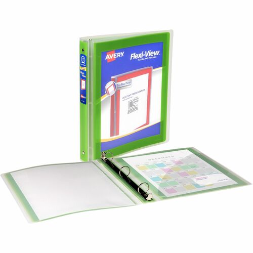 Avery® AVE17608 Avery® Flexi-View 3 Ring Binder, 1 Inch Round Rings, 1 Chartreuse Green Binder