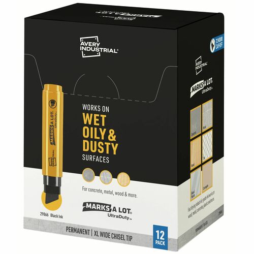 Avery® Marks A Lot AVE29866 Avery® Marks A Lot UltraDuty Markers, XL Wide Tip, 12 Black Markers (29866)