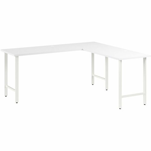 Bush Business Furniture BSHHUS002WH Hustle 72W x 24D L Shaped Computer Desk with Metal Legs
