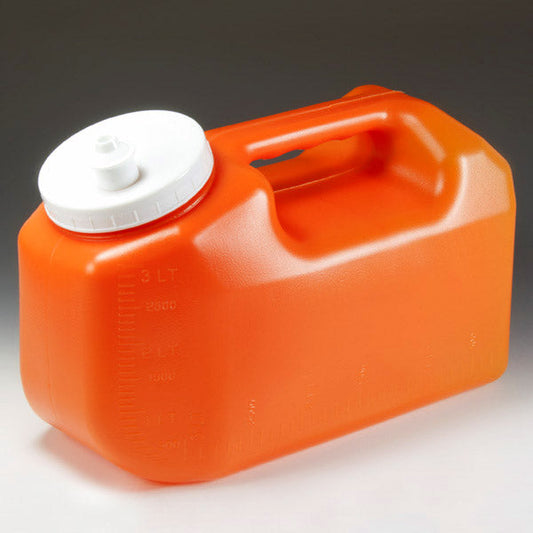 Globe Scientific 108095 Container 24 Hour Urine Collection 3 Liter Red with Screwcap and Snap Pour Spout