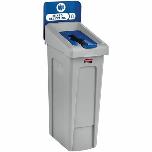 Rubbermaid Commercial RCP2185055 Slim Jim Recycling Station 1-Stream Mixed Recycling, 23 Gal