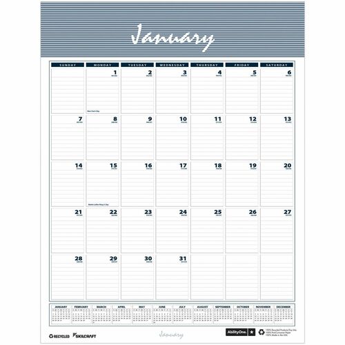 SKILCRAFT® NSN6935098 Wall Calendar