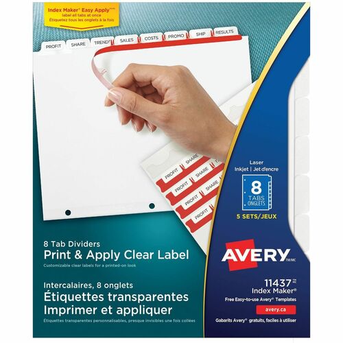 Avery® AVE11437 Avery® Print & Apply Clear Label Dividers - Index Maker Easy Apply Label Strip