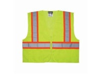MCR Safety VWCCL2LFRL Luminator® Series Hi-Vis Reflective Lime Safety Vest 3.5 Inch Orange Silver Stripes Meets ANSI/ISEA 107 2020 Standard Type R Class 2 Compliant Limited Flammability (1 EA)