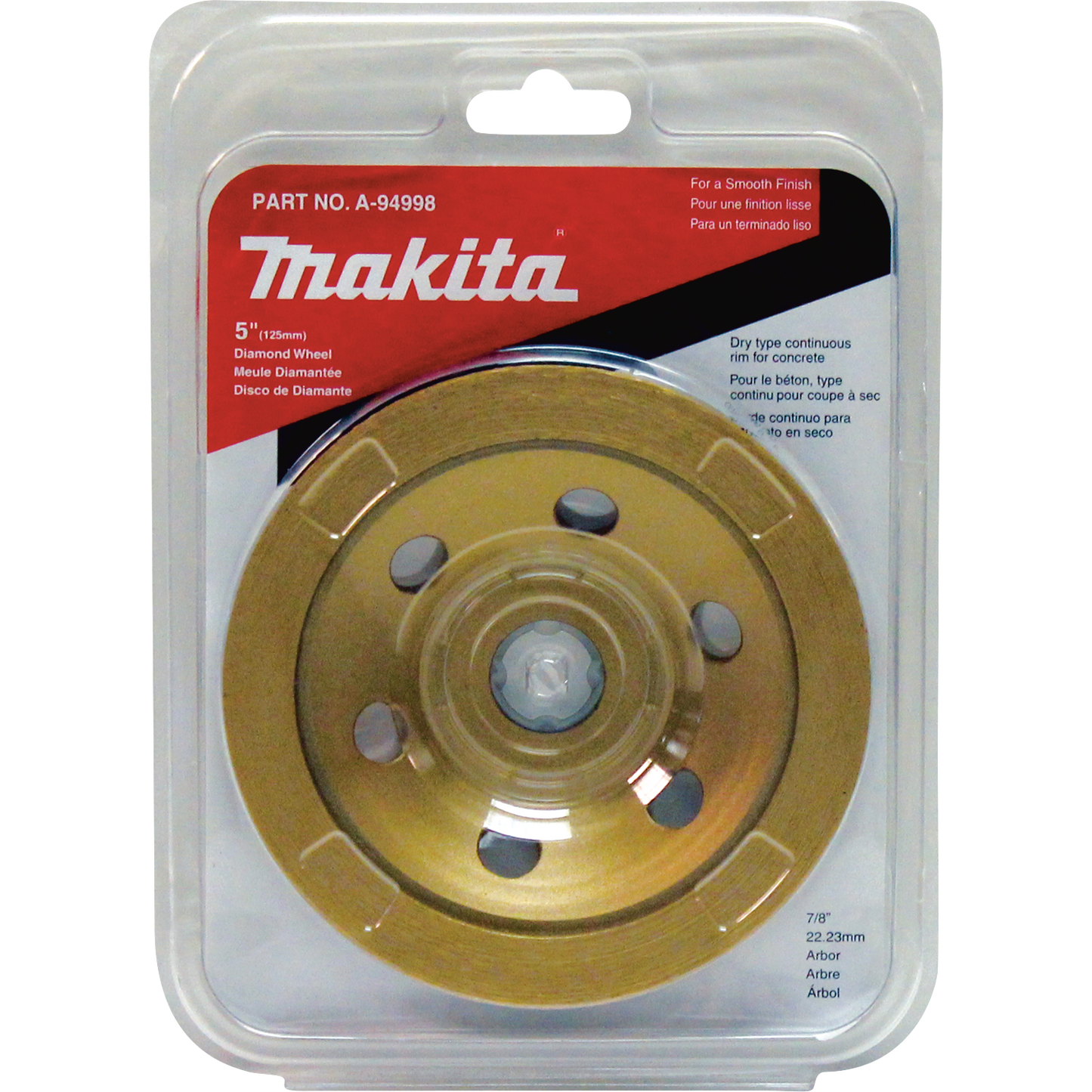 Makita A-94998 5" Diamond Cup Wheel, Continuous Rim