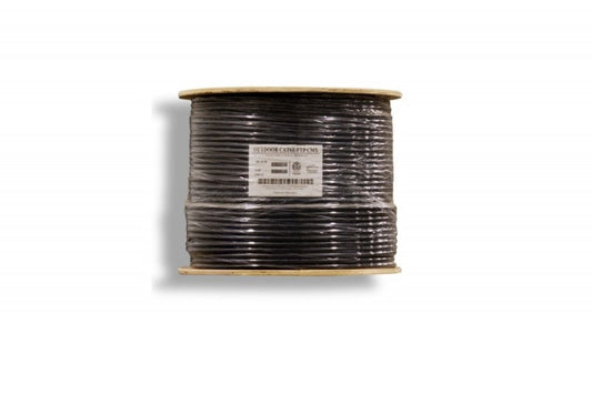 CompuCablePlusUSA BW-L6ESX-1KBLK CAT.6E Outdoor Sld Direct Burial Shielded Ethernet Bulk Cable, UV Resistant & Waterproof LDPE Jacket, GB Network LAN Wire w/Bandwidth of Up to 600 MHz, 4 Twisted Pairs w/Spline Core Separator, 23 AWG Solid Bare Copper