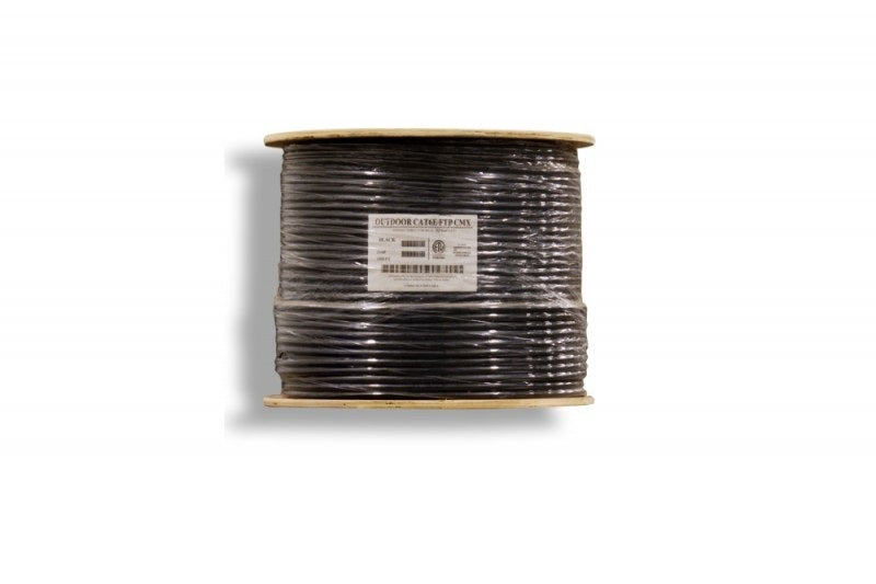 CompuCablePlusUSA BW-L6EUX-1KBLK CAT. 6E Outdoor Sld Direct Burial UTP Unshielded Ethernet Bulk Cbl, UV Resistant & Waterproof LDPE Jacket, GB Network LAN Wire w/Bandwidth Up to 550 MHz, 4 Twisted Pairs w/Spline Core Separator, 23 AWG Sld Bare Copper