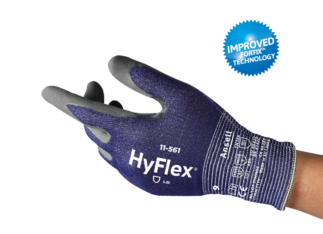 SOS Cleanroom Ansell HyFlex 11-561 Cut Resistant Nitrile Coated Gloves