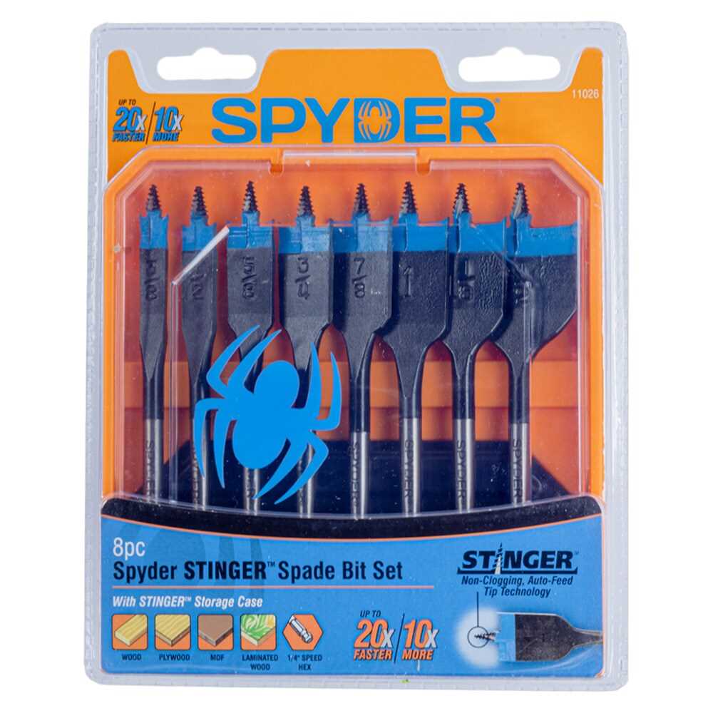 Spyder 11026 Spyder 8-Piece X 6-In Woodboring Spade Drill Bit Set