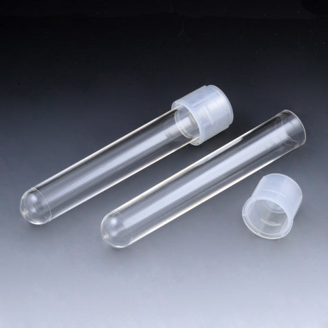 Globe Scientific 110428 Culture Tube 12 x 75mm (5mL) PS STERILE Attached Dual Position Cap 25/Bag 20 Bags/Unit