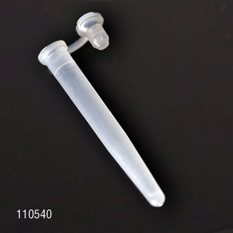 Globe Scientific 110540 Microcentrifuge Tube 6 x 47mm (400uL) LDPE Attached Plug Cap