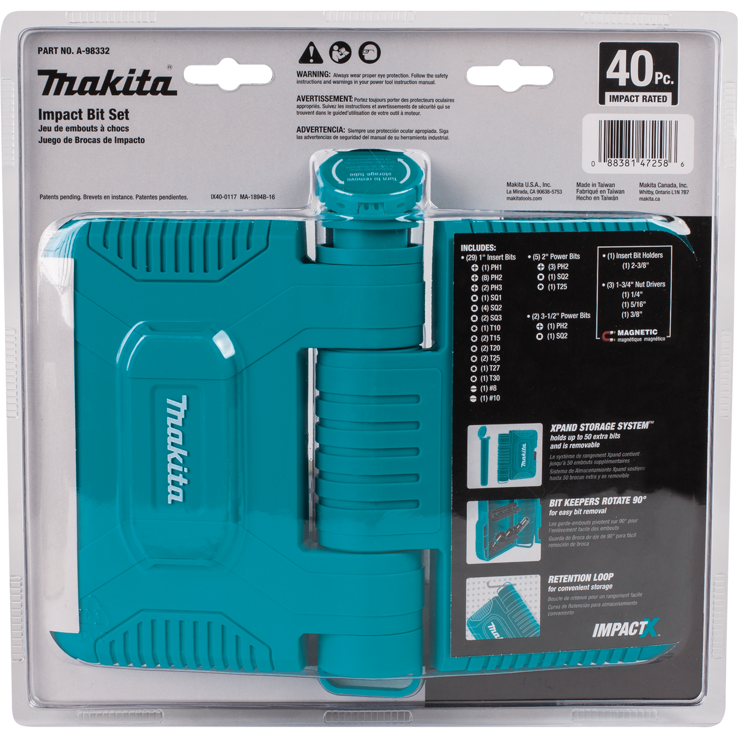 Makita A-98332 ImpactX, 40 Pc. Driver Bit Set