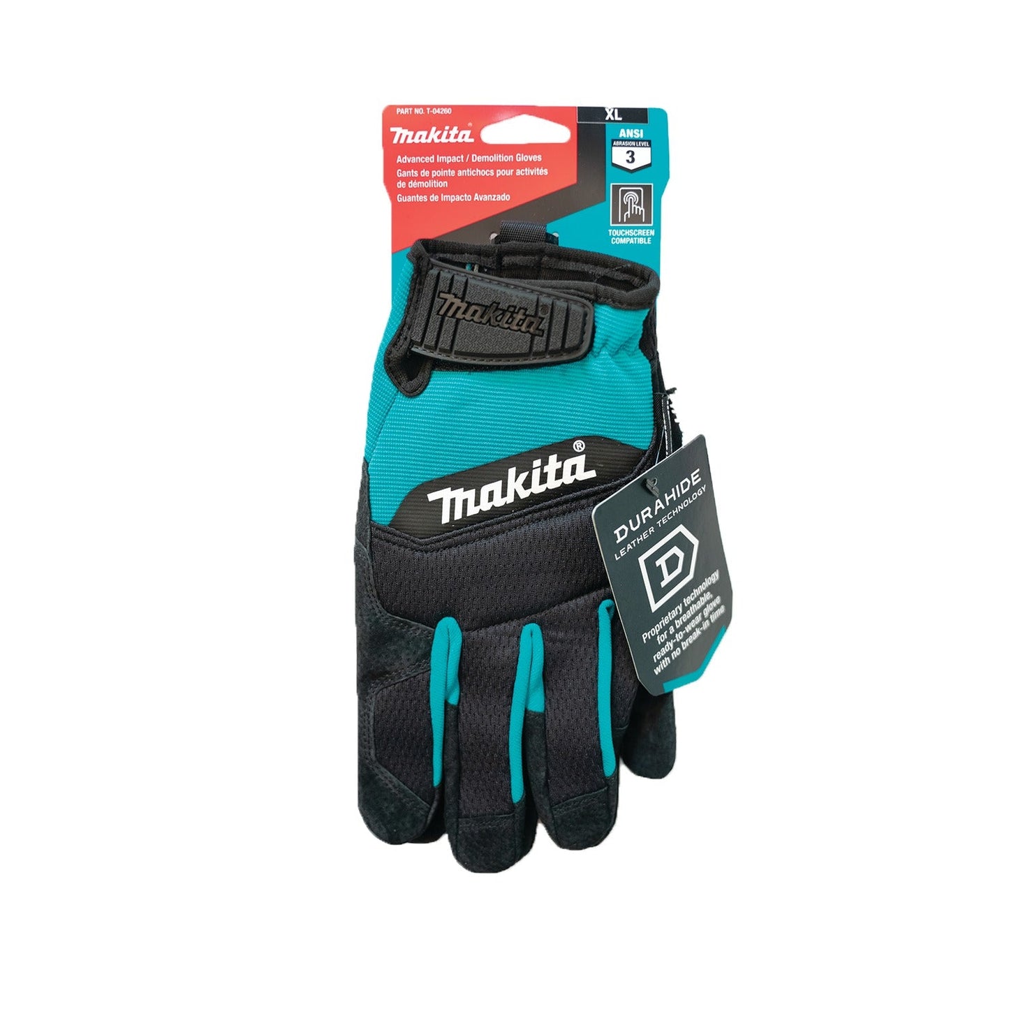 Makita T-04232 100% Genuine Leather‘Palm Performance Gloves (X‘Large)