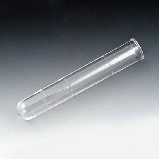 Globe Scientific 111010 Test Tube 16 x 100mm (12mL) PS with Rim Graduated at 2.5 5 & 10mL 500/Bag 4 Bags/Unit