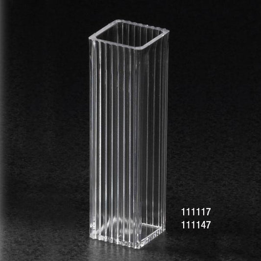 Globe Scientific 111117-500 Cuvette Spectrophotometer Square 4.5mL (10mm) PS 2 Clear Sides 100/Tray 5 Trays/Unit