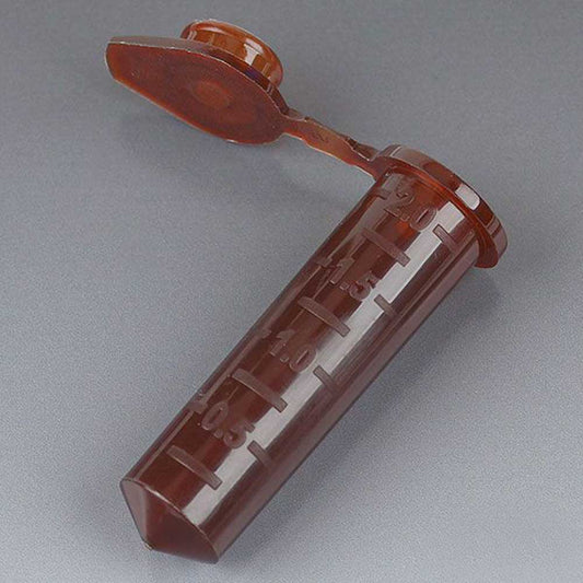 Globe Scientific 111552A Microcentrifuge Tube 2mL PP Attached Flat Top Cap Graduated Amber 500/Bag 10 Bags/Unit