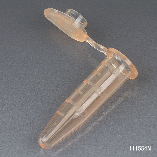 Globe Scientific 111554N Microcentrifuge Tube 0.5mL PP Attached Snap Cap Graduated Orange Certified Rnase Dnase and Pyrogen Free 500/Stand Up Zip Lock Bag