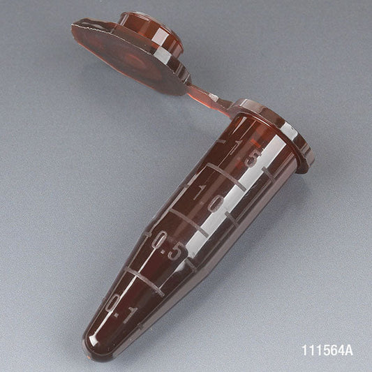 Globe Scientific 111564A Microcentrifuge Tube 1.5mL PP Attached Snap Cap Graduated Amber Certified Rnase Dnase and Pyrogen Free 500/Stand Up Zip Lock Bag