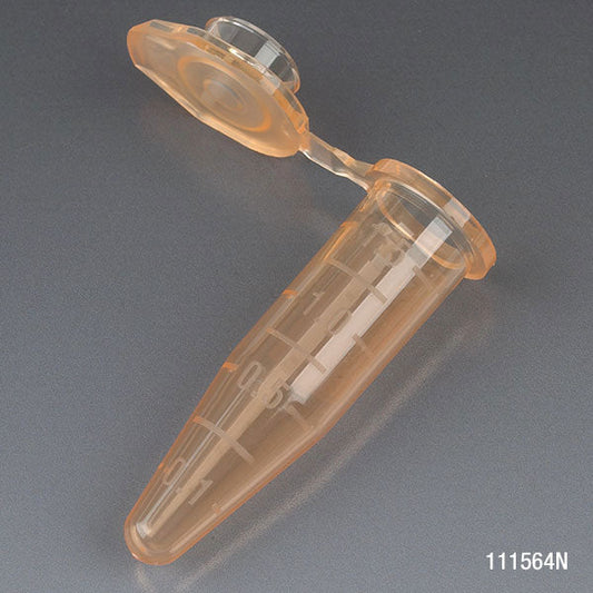 Globe Scientific 111564N Microcentrifuge Tube 1.5mL PP Attached Snap Cap Graduated Orange Certified Rnase Dnase and Pyrogen Free 500/Stand Up Zip Lock Bag