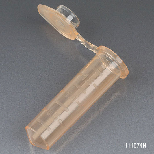 Globe Scientific 111574N Microcentrifuge Tube 2.0mL PP Attached Snap Cap Graduated Orange Certified Rnase Dnase and Pyrogen Free 500/Stand Up Zip Lock Bag