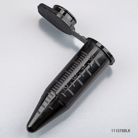 Globe Scientific 111578BLK Diamond Midi Centrifuge Tube 5.0mL PP Attached Snap Cap Graduated Midnight Light Blocking Black 50/Bag 4 Bags/Unit