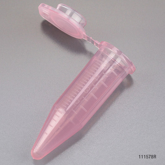 Globe Scientific 111578R Diamond Midi Centrifuge Tube 5.0mL PP Attached Snap Cap Graduated Red 50/Bag 4 Bags/Unit