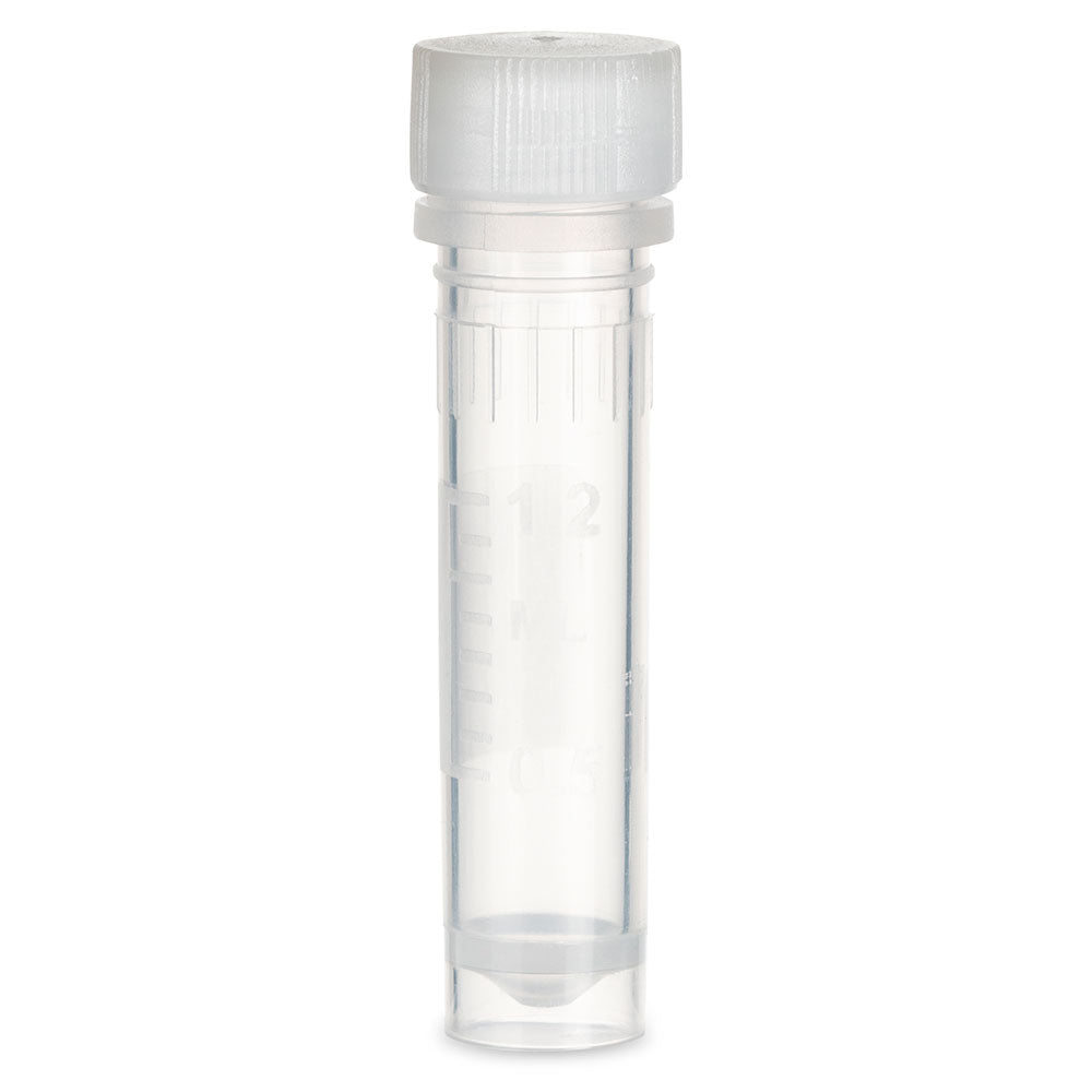 Globe Scientific 111740 Microtube 2mL Self-Standing Attached Screw Cap for Color Insert with O-Ring STERILE PP 500/Bag 2 Bags/Unit