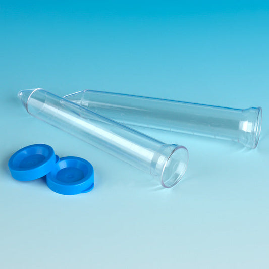 Globe Scientific 112014 Urine Collection System 12mL Flared Top Urine Centrifuge Tube and Separate Blue Snap Cap