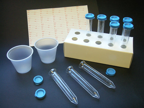 Globe Scientific 112018R Uri-Pak Urine Collection System 12mL Flared Top Urine Tube Blue Snap Cap Collection Cups ID Labels & Rack 100/Bag 5 Bags/Unit