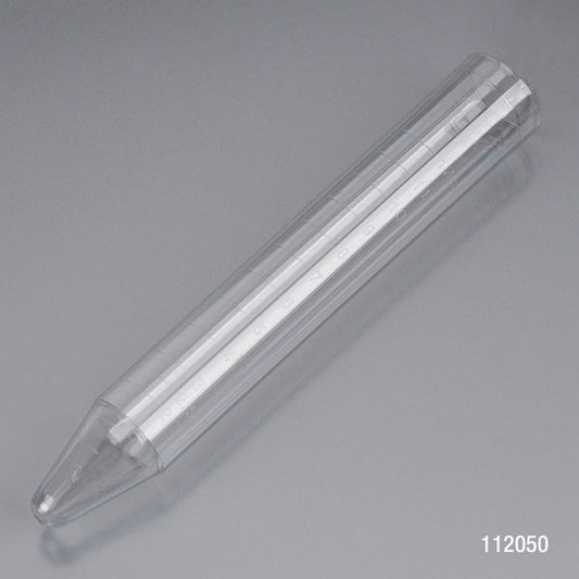 Globe Scientific 112050 Centrifuge tube 12mL Molded Graduations 16.5 x 107.5mm PS 100/Bag 10 Bags/Case