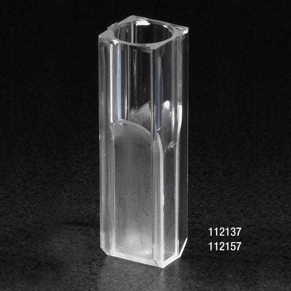 Globe Scientific 112157 Cuvette Micro 1.5mL with 2 Clear Sides UV Grade Polymethylmethacrylate (PMMA) 100/Tray 5 Trays/Unit