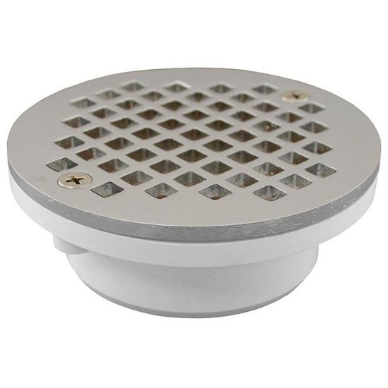 Jones Stephens D54002 2" x 3" General Purpose PVC Drain with 4-1/4" Chrome Plated Round Strainer
