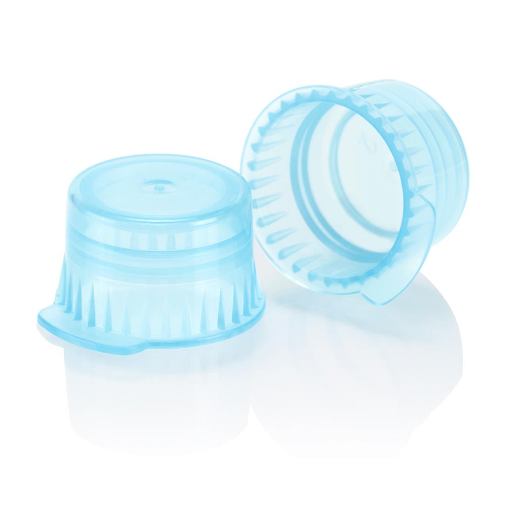 Globe Scientific 113142B Snap cap Translucent blue PE for 12/13mm vacuum and Test tubes