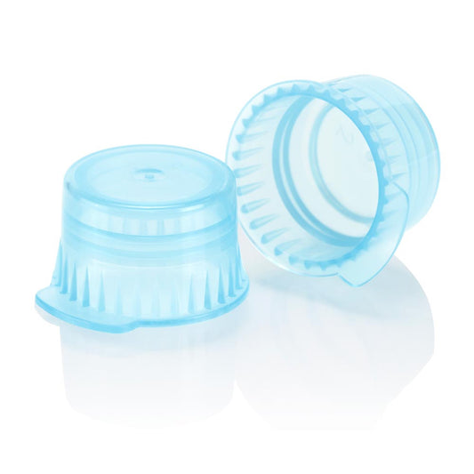 Globe Scientific 113142B Snap cap Translucent blue PE for 12/13mm vacuum and Test tubes
