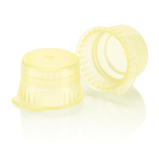 Globe Scientific 113142Y Snap cap Translucent yellow PE for 12/13mm vacuum and Test tubes