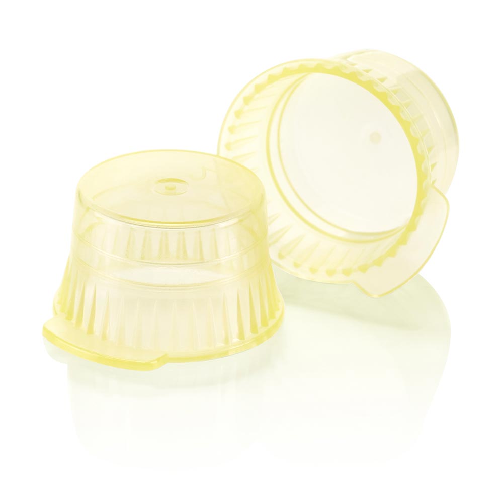 Globe Scientific 113143Y Snap Cap Translucent Yellow PE for 13mm Glass and Evacuated Tubes and 12mm Plastic Test Tubes