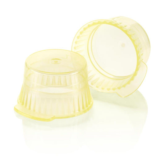 Globe Scientific 113143Y Snap Cap Translucent Yellow PE for 13mm Glass and Evacuated Tubes and 12mm Plastic Test Tubes
