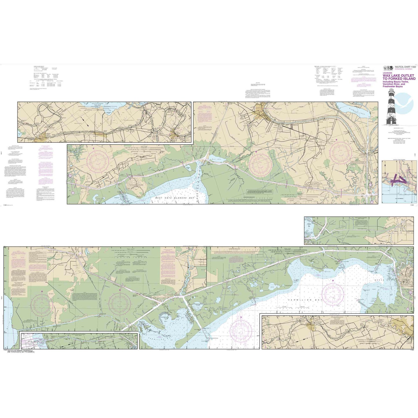 Paradise Clay NO_11350 HISTORICAL NOAA Intracoastal Waterway Wax Lake Outlet to Forked Island including Bayou Teche: Vermilion River: and Freshwater Bayou