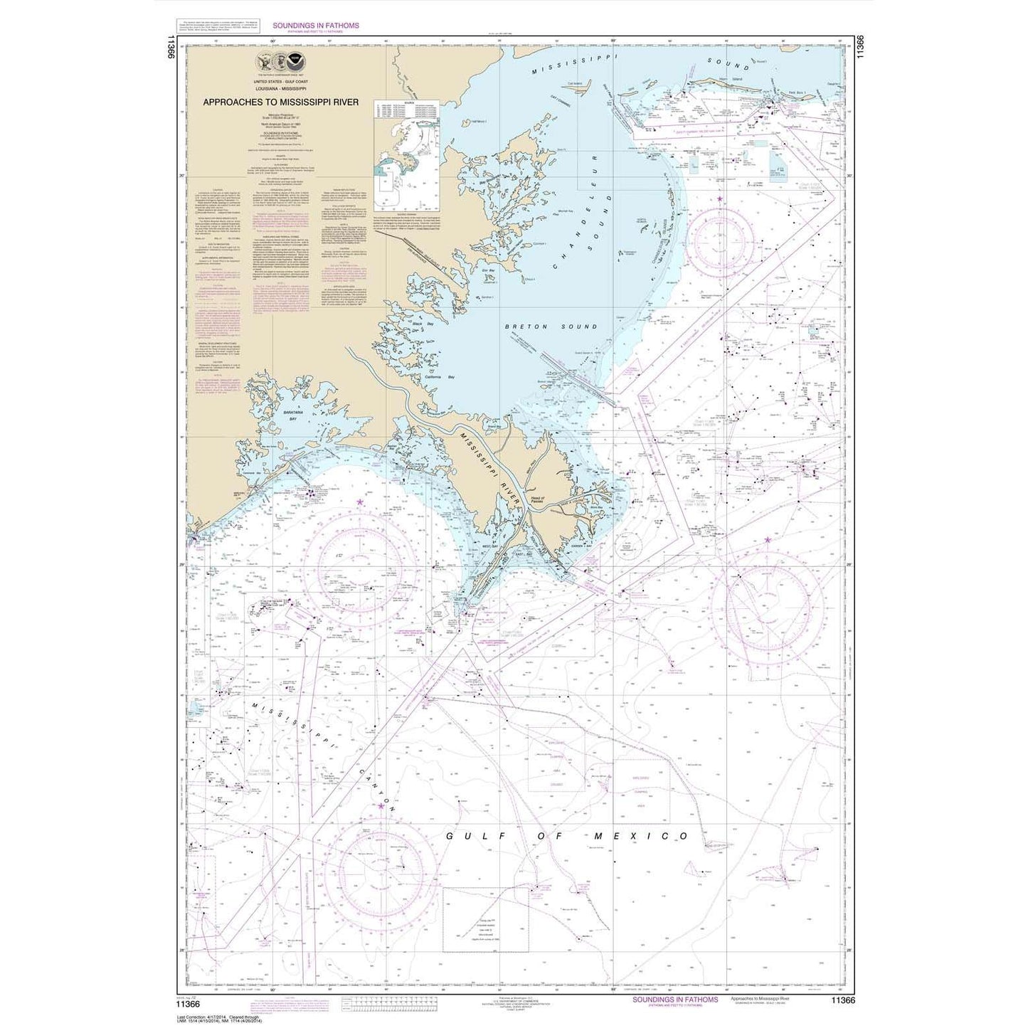 Paradise Clay NO_11366 HISTORICAL NOAA Chart Approaches to Mississippi River