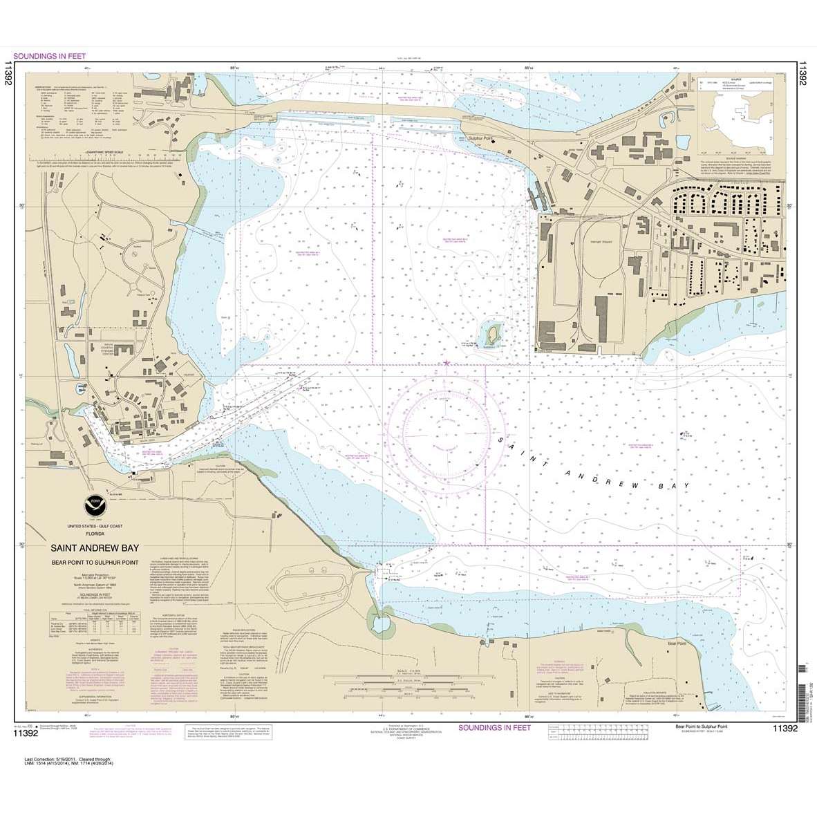 Paradise Clay NO_11392 HISTORICAL NOAA Chart St. Andrew Bay - Bear Point to Sulpher Point