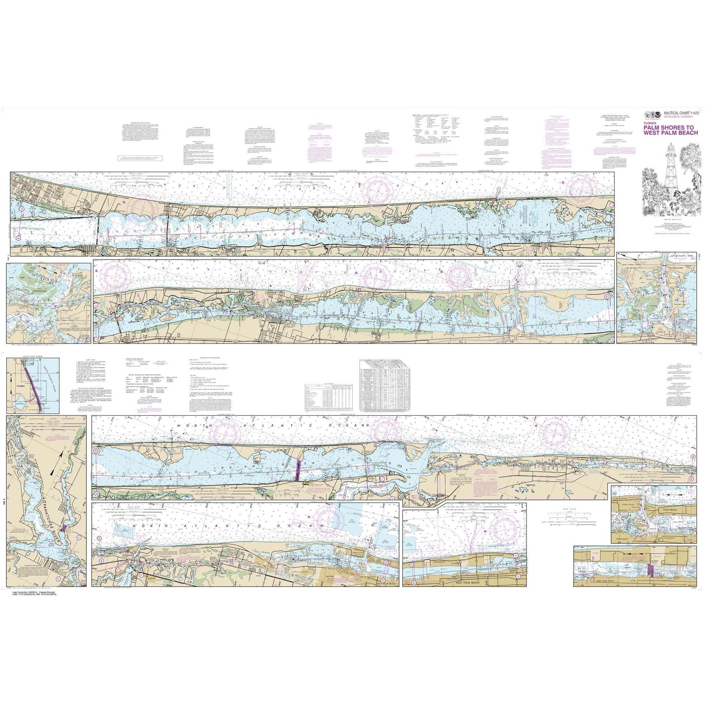 Paradise Clay NO_11472 HISTORICAL NOAA Chart Intracoastal Waterway Palm Shores to West Palm Beach;Loxahatchee River
