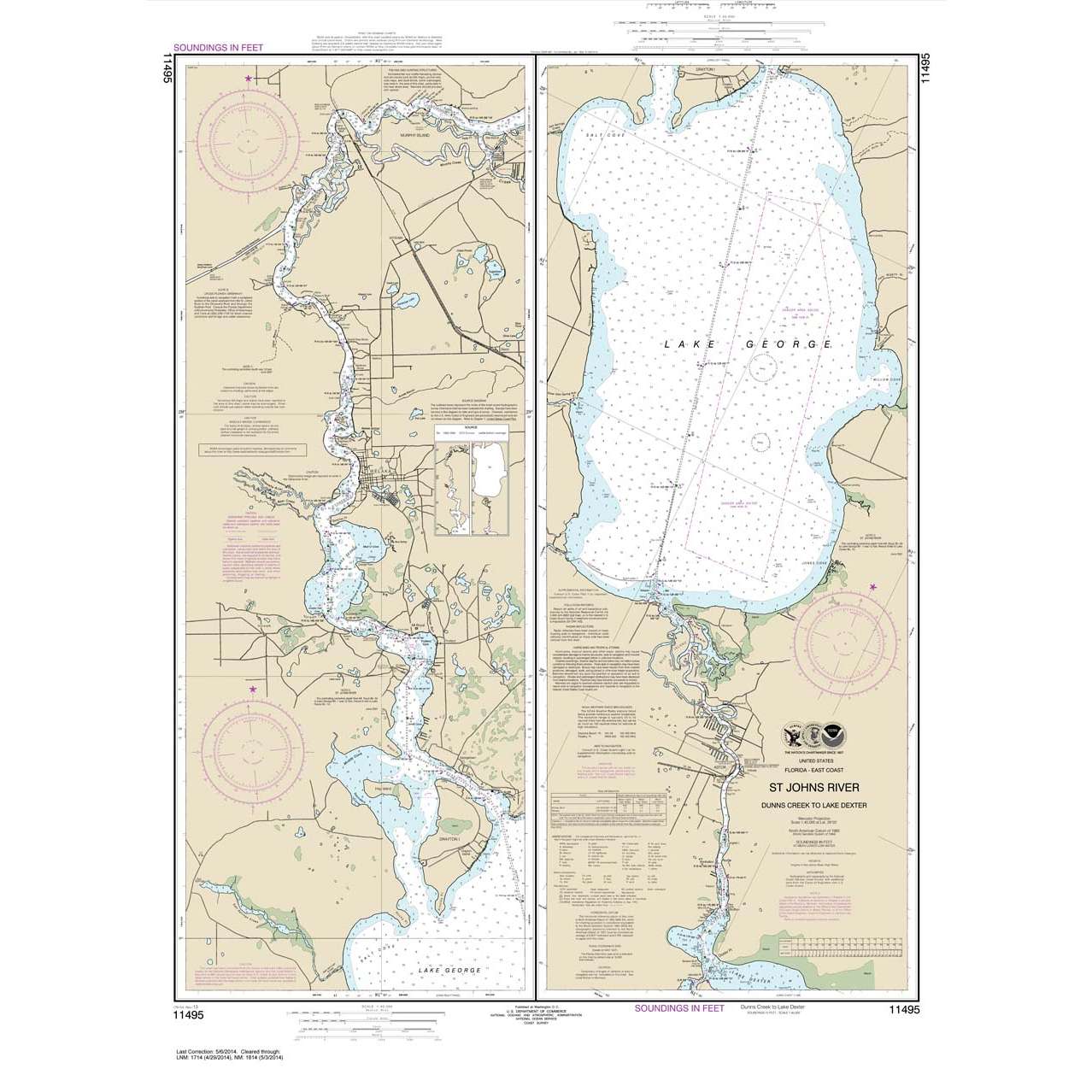 Paradise Clay NO_11495 HISTORICAL NOAA Chart St. Johns River Dunns Creek to Lake Dexter