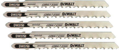 Dewalt DW3750-5 4" 6Tpi Fast Wood Cut Cobalt T-Shank J-Saw Bld (25 Ea)