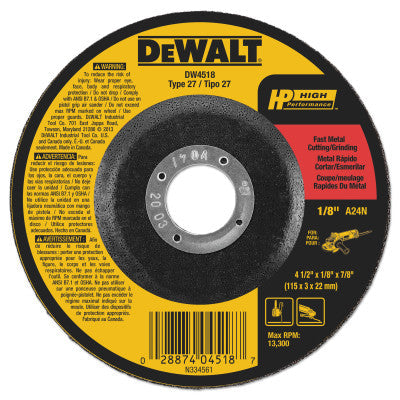 Dewalt DW4518 4-1/2"X1/8"X7/8" A24R 12-000Rpm General Pur (1 Ea)