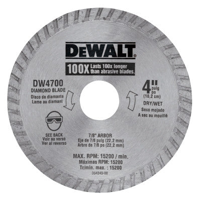 Dewalt DW4700 4" Dry Cut Diamond Blade (1 Ea)